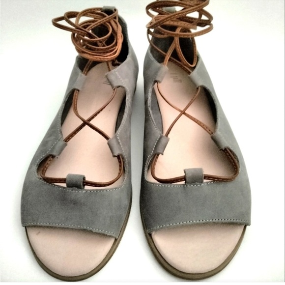 J. Jill Shoes - J. Jill Gray Suede Sandals with Leather Ankle Strap Women’s Size 8